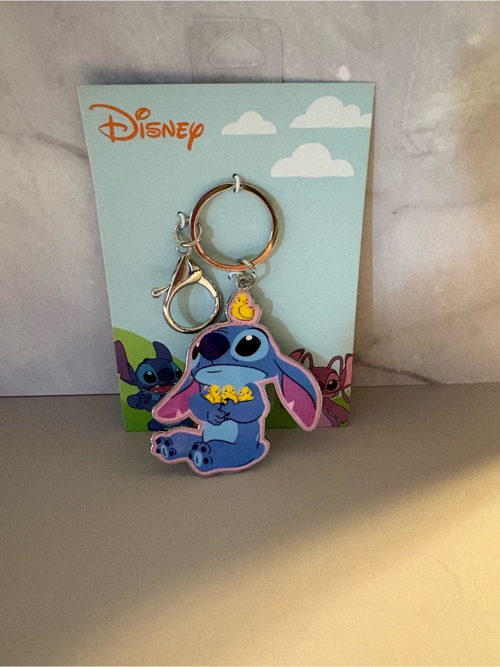 Disney Blue Stitch Keyring with Yellow Ducklings